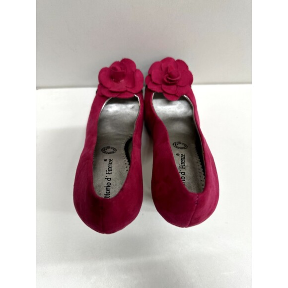Vittorio D' Firenze women size 7 platform  heel shoes pink &  black faux suede - Picture 10 of 13